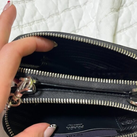 Prada Triangular Embellished Satin And Leather Mini-pouch - Picture 4 of 6